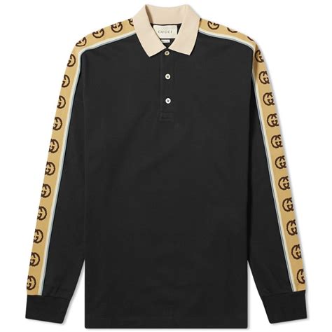 gucci logo white long sleeve t shirt|Gucci long sleeve polo shirt.